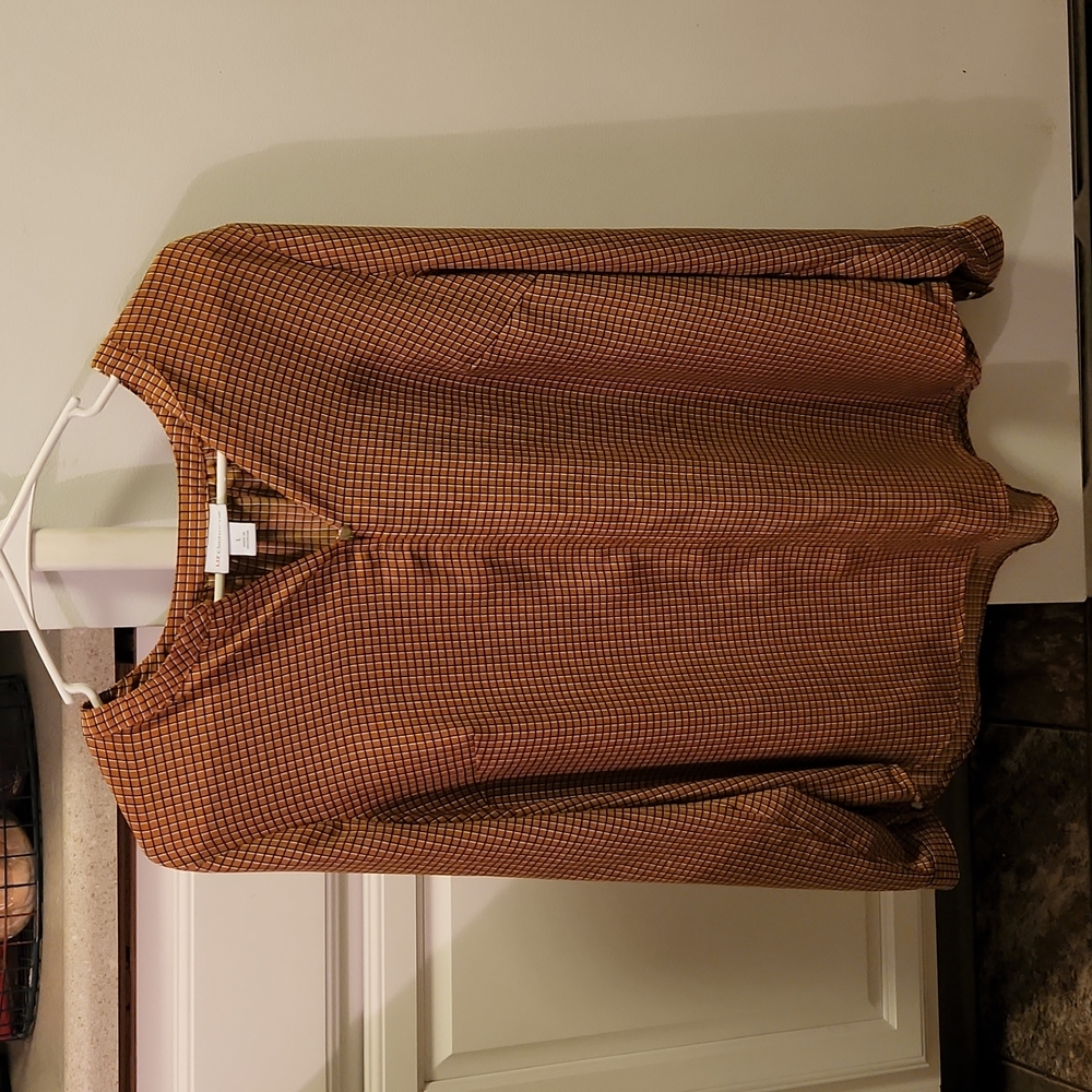 Orange Checkered Long Sleeve Shirt